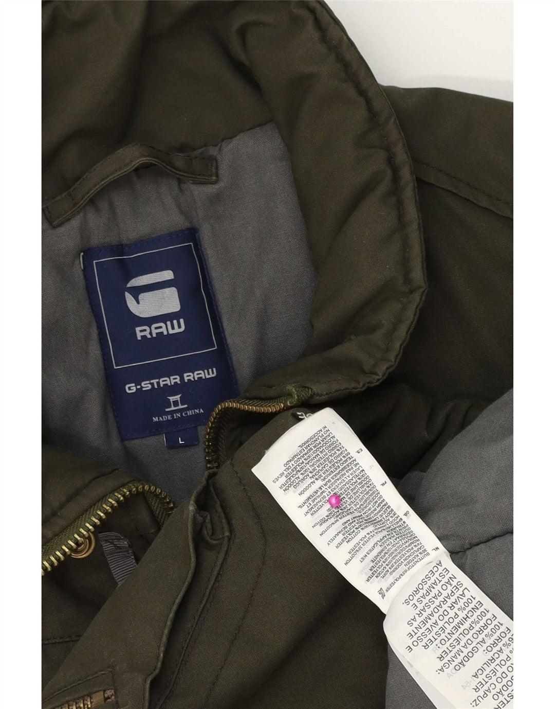G-Star Chaqueta utilitaria para hombre UK 40 Large Caqui Poliéster