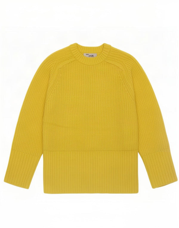 Zara Damen-Pullover, übergroß, Rundhalsausschnitt, Gr. 6, XS, Gelb, Acryl