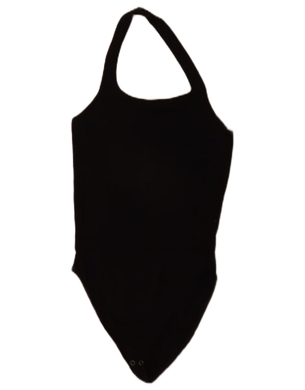 Zara Damen Neckholder-Body UK 12 Mittelschwarze Viskose