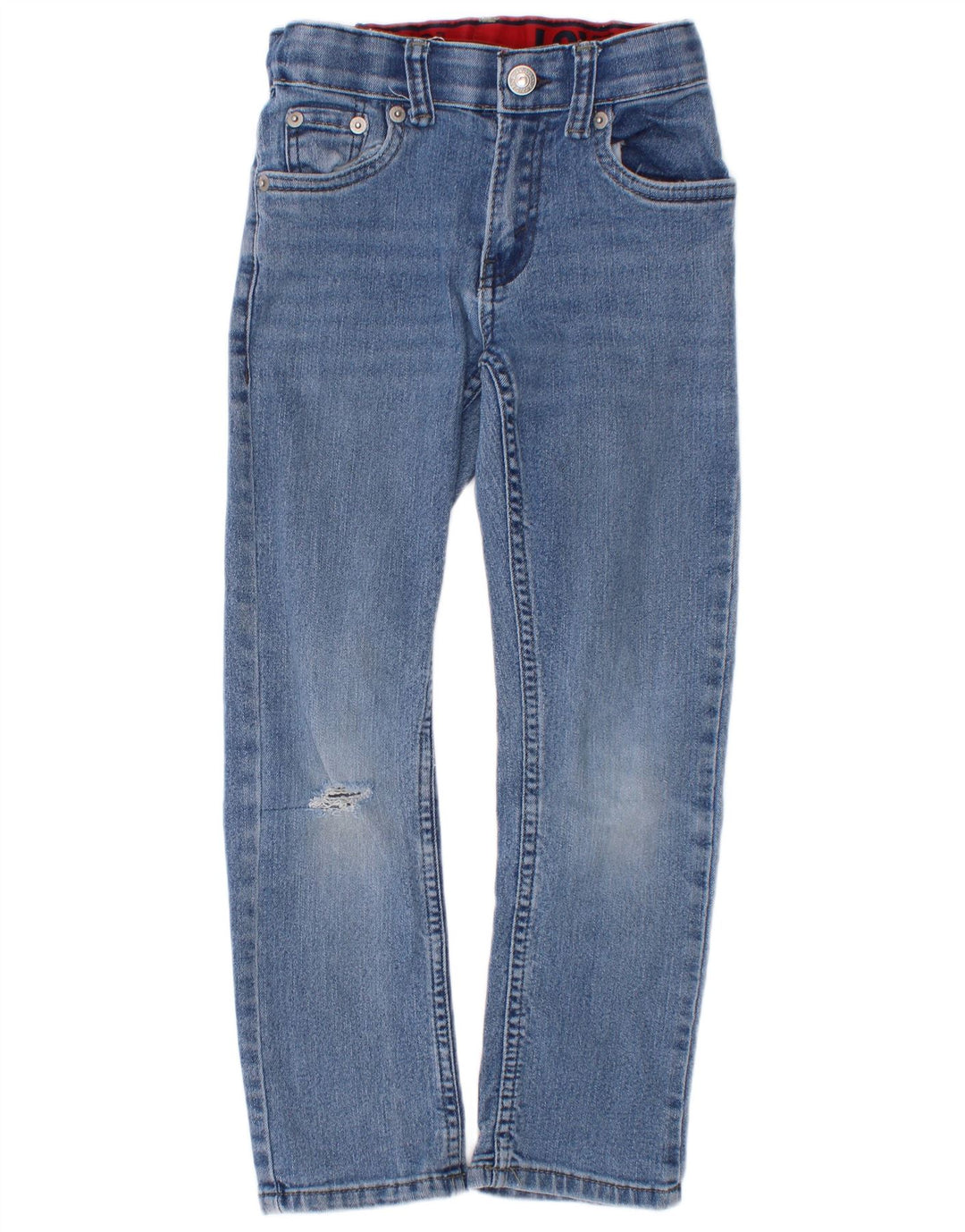 Levi's Boys Distressed Straight Jeans 6-7 Years W22 L21 Blue Cotton