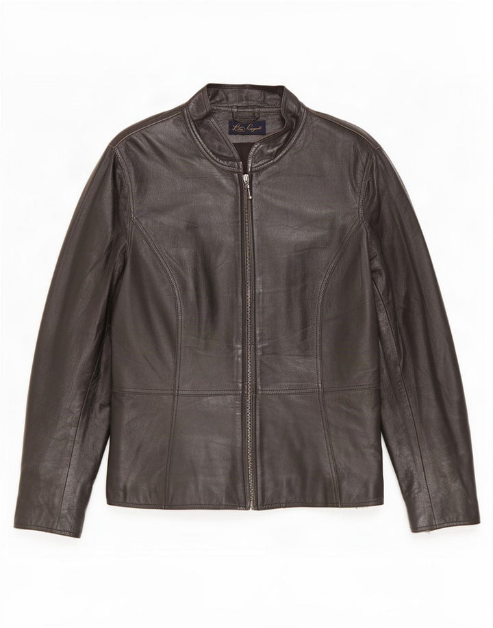 Luisa Spagnoli Damen Leder Racer Jacke IT 46 Large Schwarz
