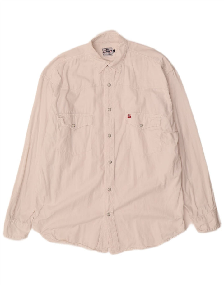 Vintage Mens Denim Shirt Medium White Cotton