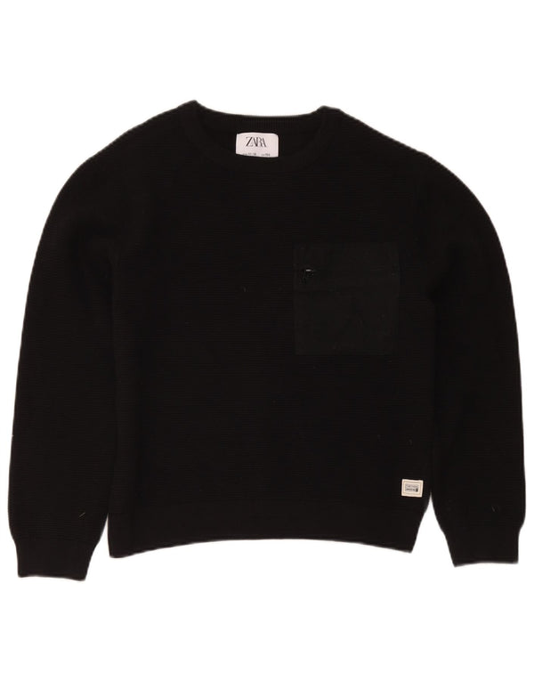 Zara Boys Boat Neck Jumper pulóver 11-12 éves fekete pamut