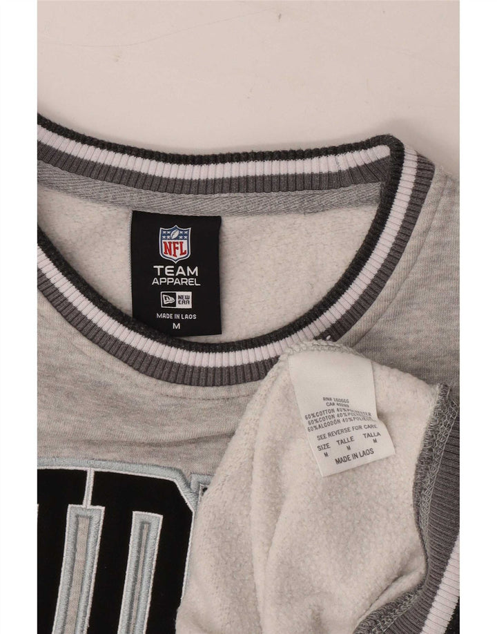 New Era Mens Raiders Graphic Sweatshirt Jumper Medium Grey Striped Cotton