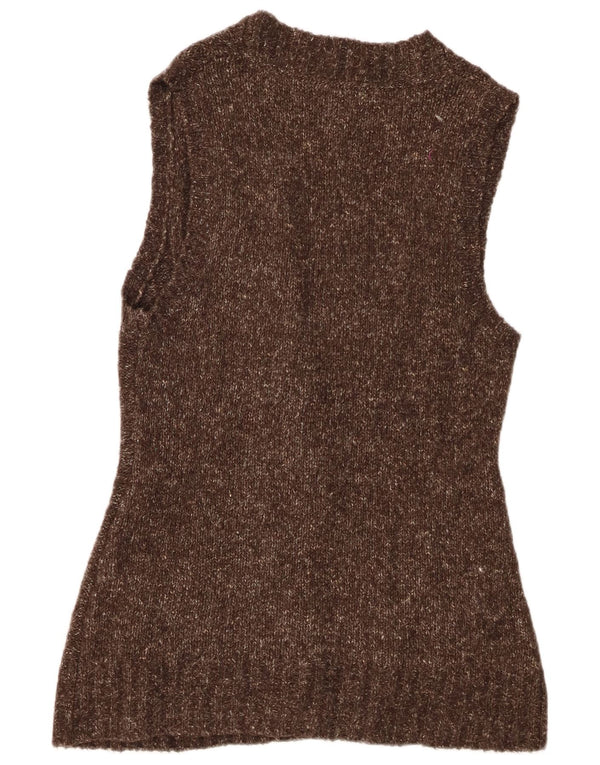 Damski sweter bez rękawów L.L.Bean UK 16, duży, brązowy, nakrapiany