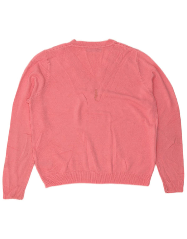 Marks & Spencer Womens V-Neck Jumper Sweater UK 14 Medium Pink Acrylic