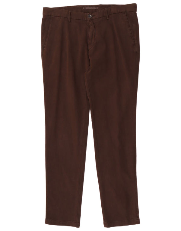 Massimo Dutti Mens Slim Fit Chino Trousers EU 44 Large W34 L31 Brown Cotton