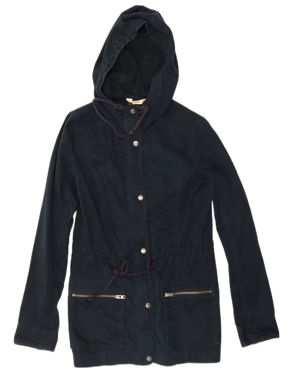 Hollister Dame Hooded Utility Jacket UK 14 Large Navy Blue Cotton