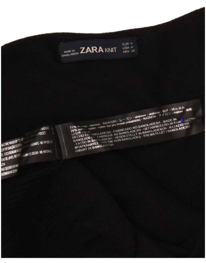 Zara Womens Open Cardigan Sweater UK 14 Medium Black Viscose