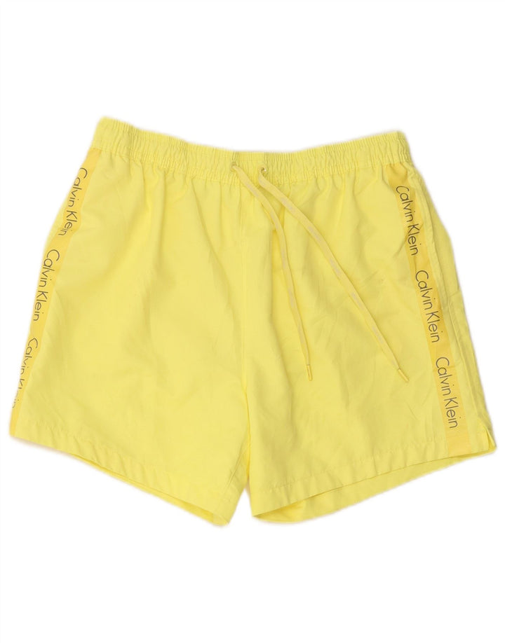 Pantaloncini da bagno grafici da donna Calvin Klein UK 12 poliestere giallo medio