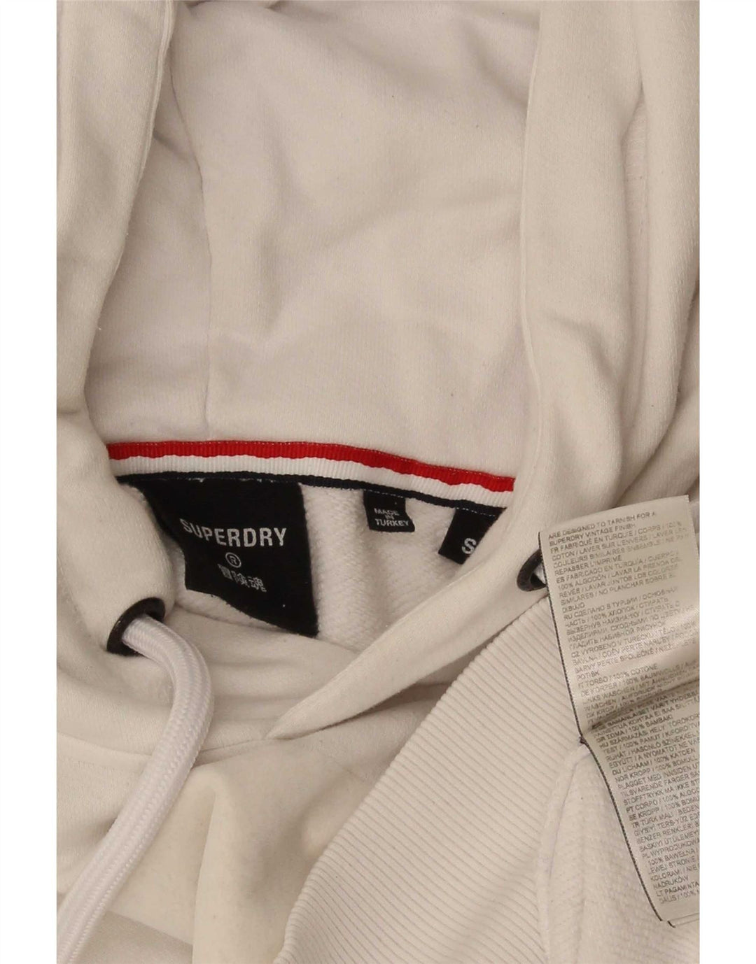 Superdry Mens Graphic Hoodie Jumper Small White Cotton