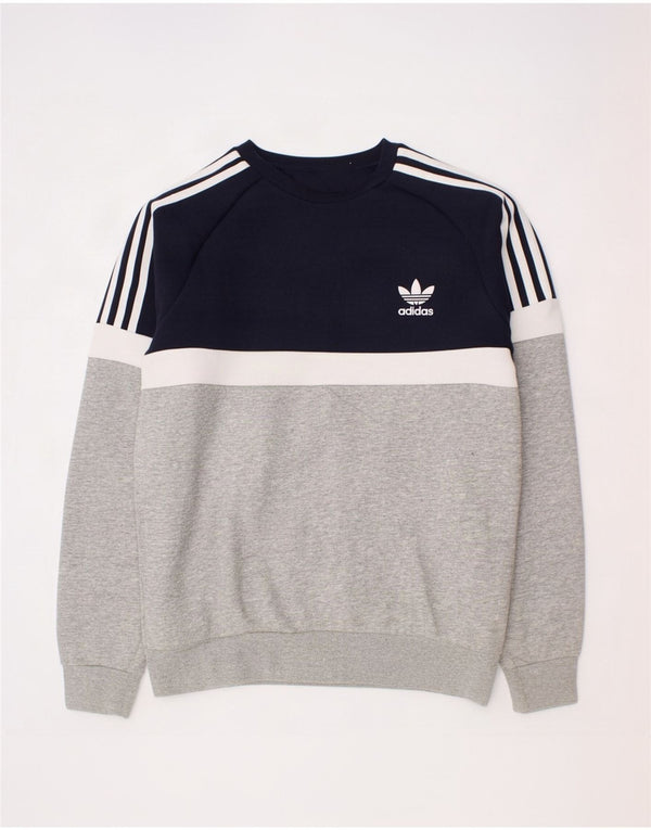 Bluza chłopięca Adidas 13-14 lat, szara, bawełniana, z blokami kolorów