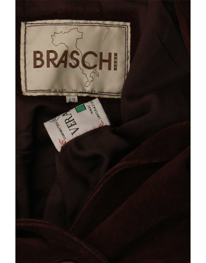 Braschi Jaqueta blazer feminina oversized de camurça com 4 botões IT 42 marrom médio