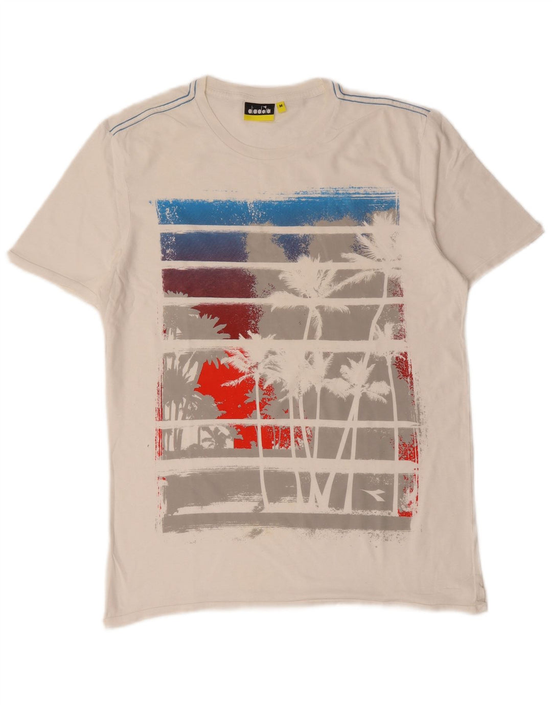 Diadora Mens Graphic T-Shirt Top Medium White Cotton