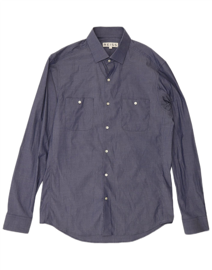 Camicia da uomo Reiss in cotone blu navy medio
