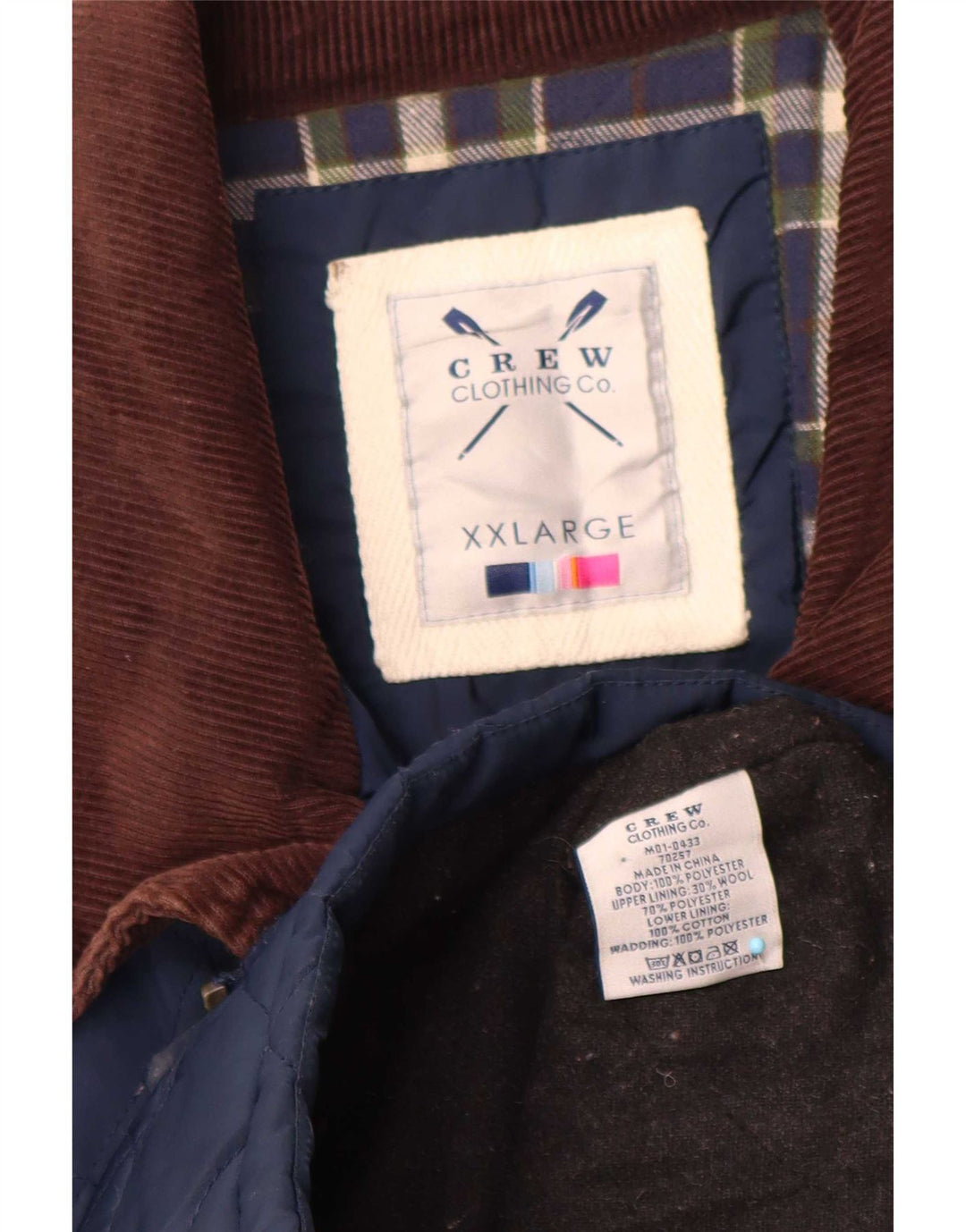 Crew Clothing Mens Quilted Jacket UK 44 2XL Navy Blue Colourblock Polyester