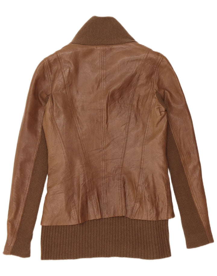 Vintage Womens Leather Jacket UK 10 Small Brown Leather