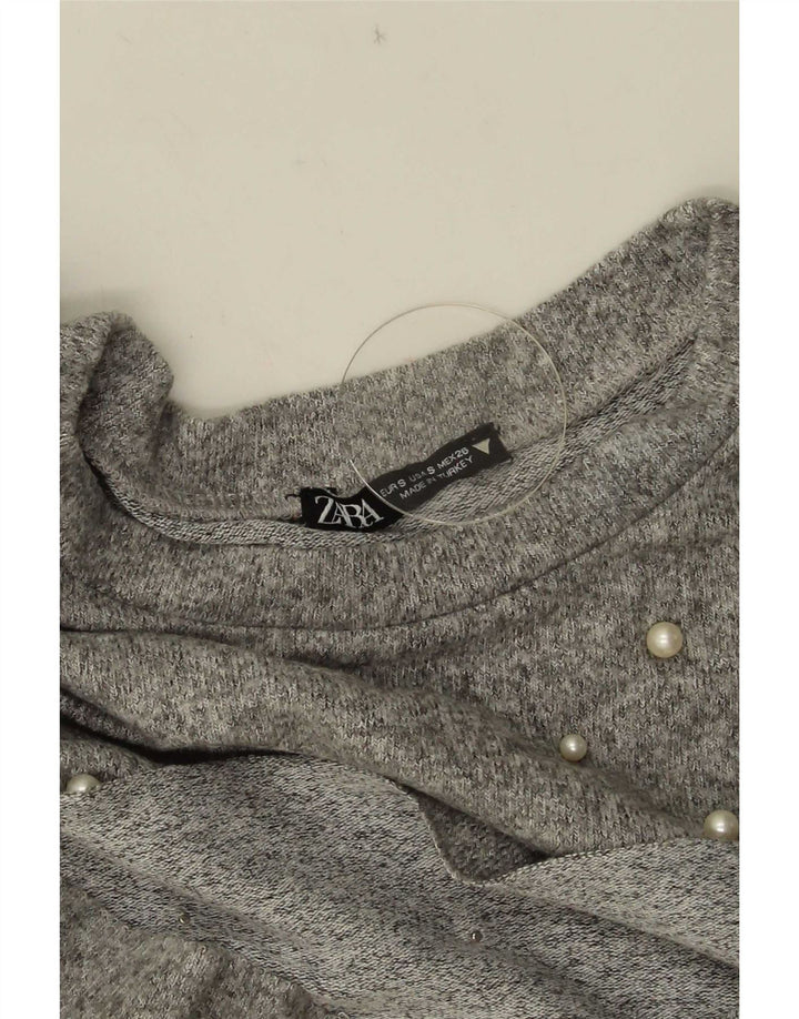 Top supradimensionat pentru femei Zara, cu mâneci 3/4 UK 10, mic, gri pete
