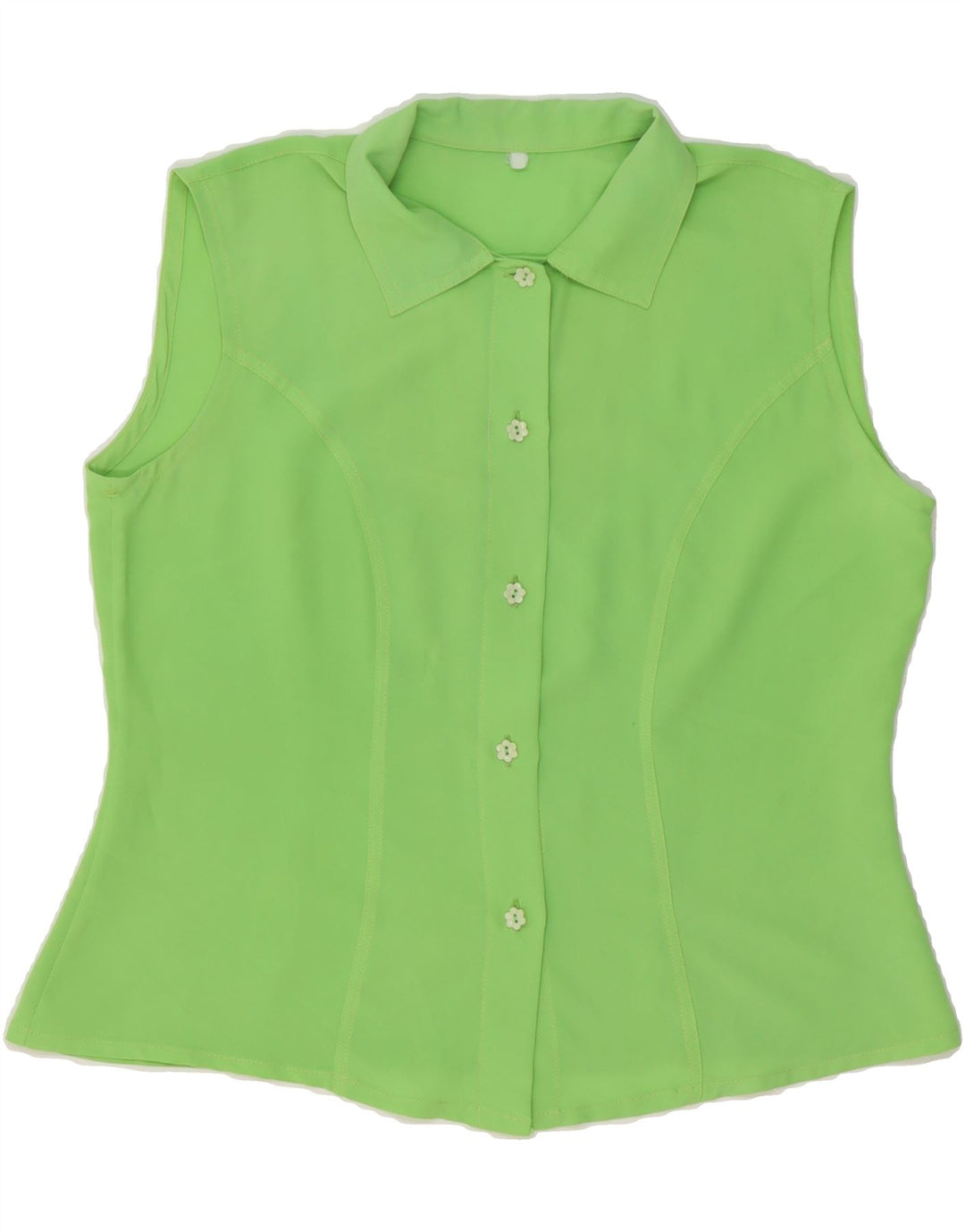 VINTAGE Womens Sleeveless Shirt Blouse UK 12 Medium Green Polyester Vintage Vintage and Second-Hand Vintage from Messina Hembry 
