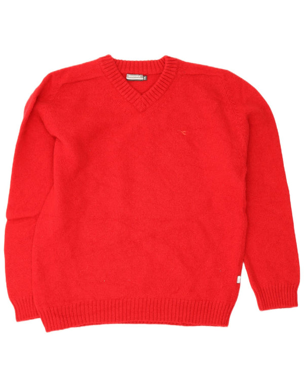Pulover cu decolteu în V Diadora pentru femei UK 20 2XL Lână roșie