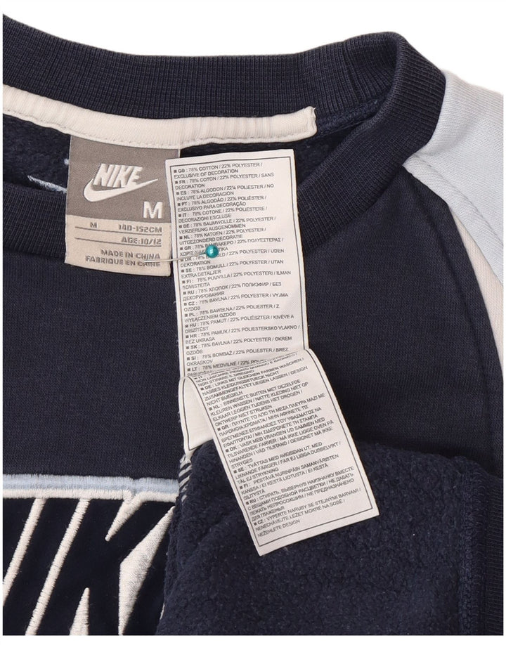 Nike Boys Sweatshirt Jumper 10-11 Years Medium Navy Blue Colourblock