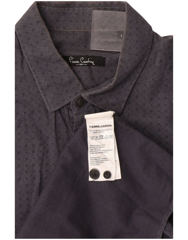 Pierre Cardin Mens Shirt Small Grey Spotted Cotton