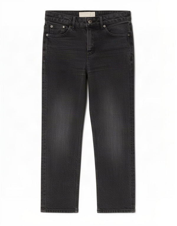Topshop Damen Crop Straight Jeans W26 L24 Graue Baumwolle
