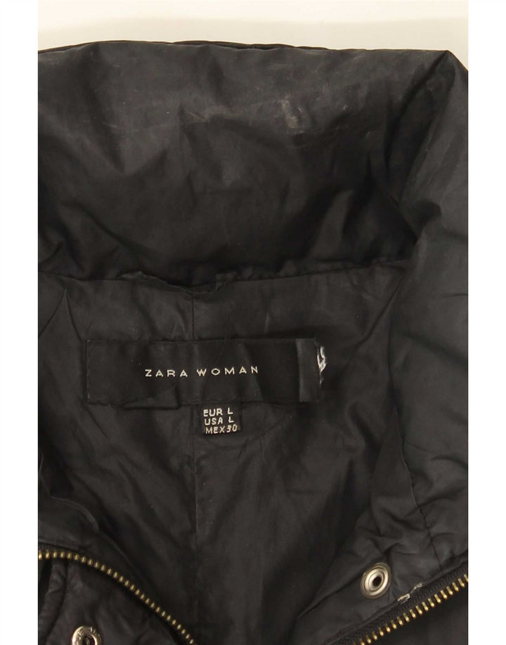 Zara Womens Padded Jacket UK 14 Large Black
