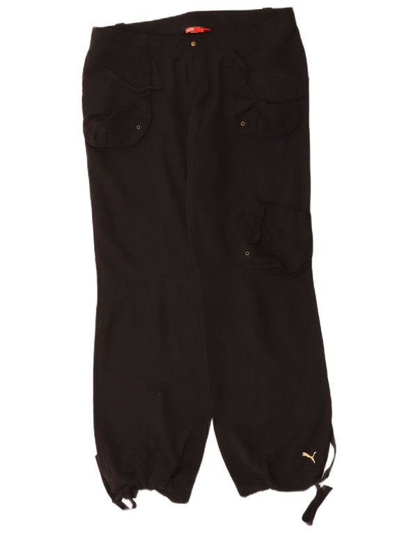 Puma Womens Joggers Cargo Παντελόνι UK 14 Large W36 L33 Μαύρο