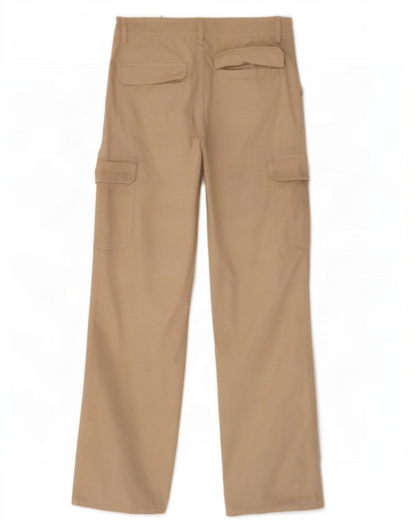 Zara Womens Bootcut Cargo Trousers EU 36 XS W26 L32 Beige Cotton