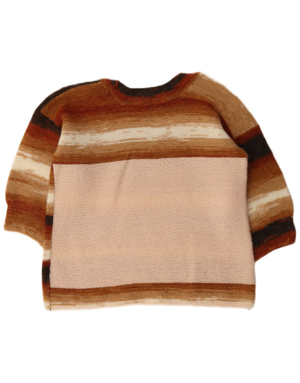 Vintage Womens Boat Neck Jumper Sweater UK 14 Large Multicoloured Striped