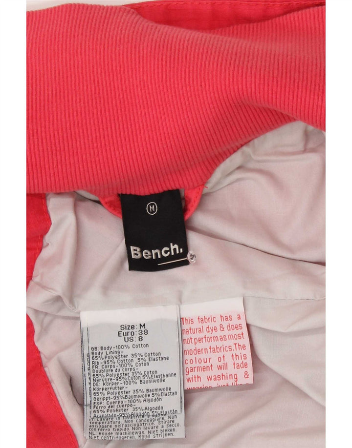 Bench Womens Bomber Jacket UK 14 Medium Pink Bomuld