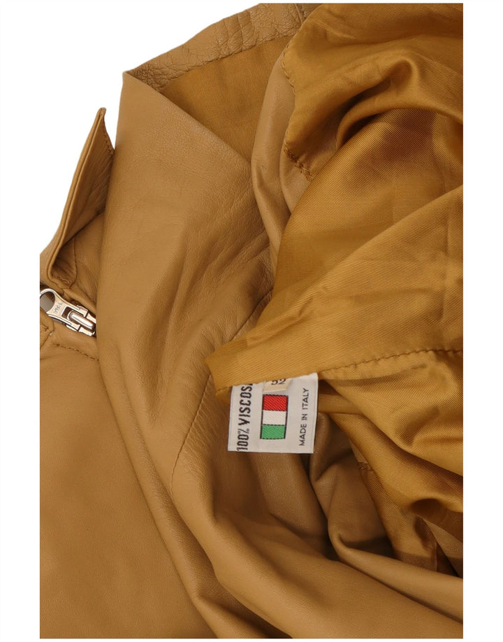 VINTAGE Dame Læderjakke IT 52 2XL Beige Læder