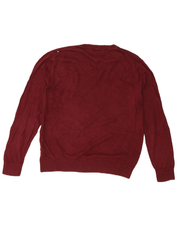 Nautica Jersey con cuello en V para hombre, tamaño grande, algodón burdeos