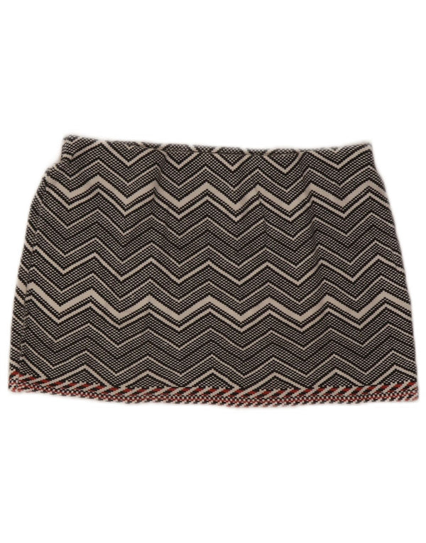 Zara Dame Trafaluc Mini Nederdel Medium W28 Grå Chevron