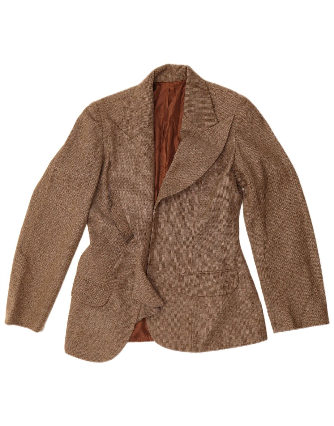 Vintage Womens Open Blazer Jacket UK 8 Small Brown