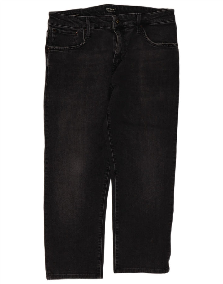 Superdry Mens Cropped Jeans W34 L24 Black Cotton