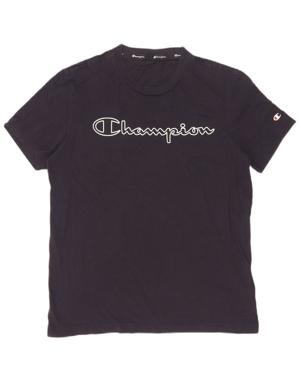 T-shirt grafica da uomo Champion Top in cotone blu navy medio