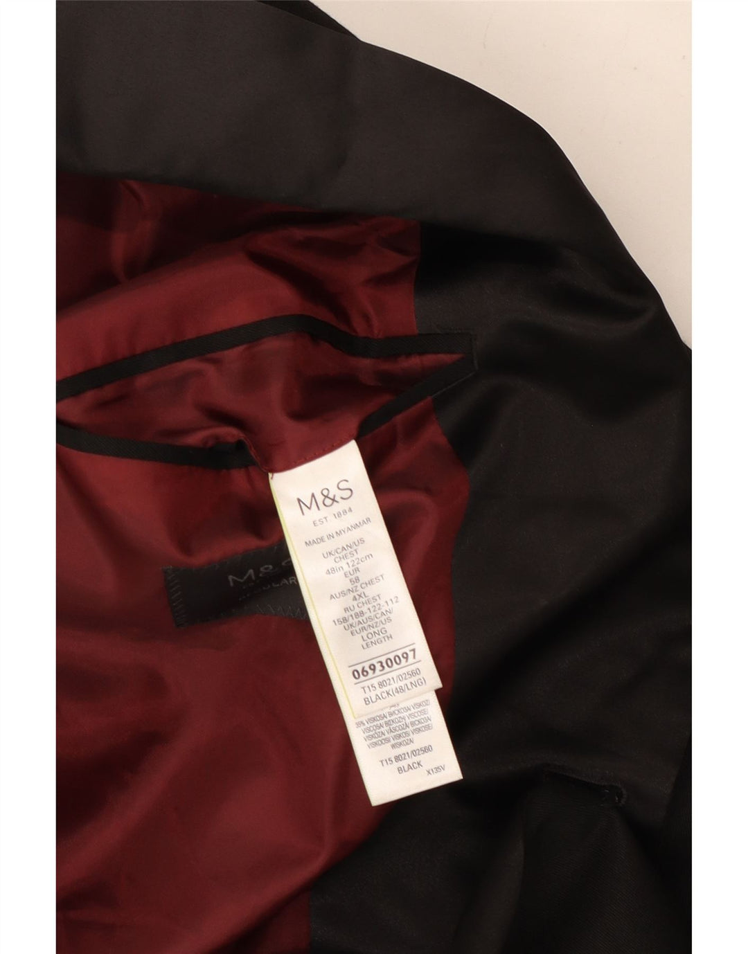 Marks & Spencer Mens 2 Button Regular Fit Blazer Jacket UK 48 2XL Black