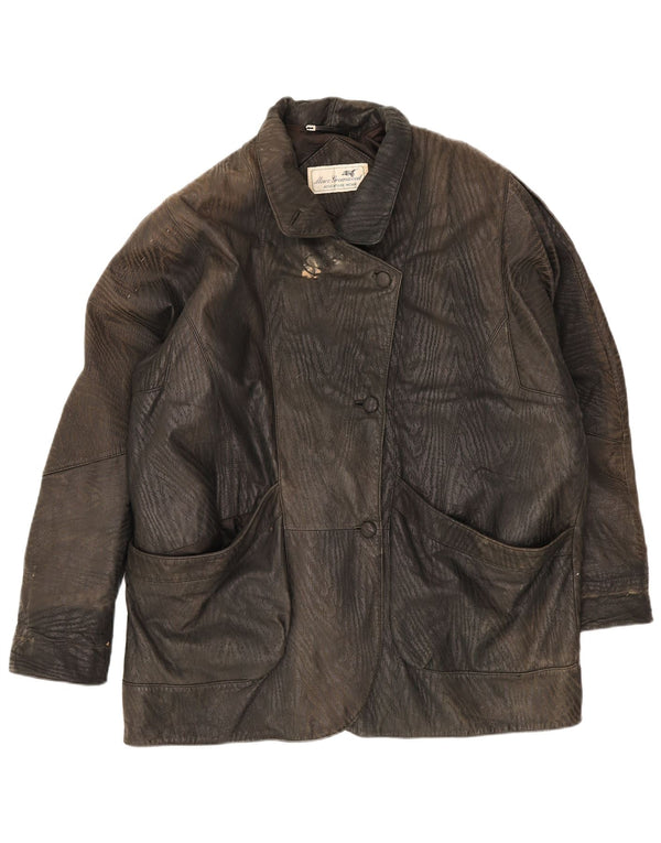 Vintage Womens Leather Jacket UK 18 XL Black