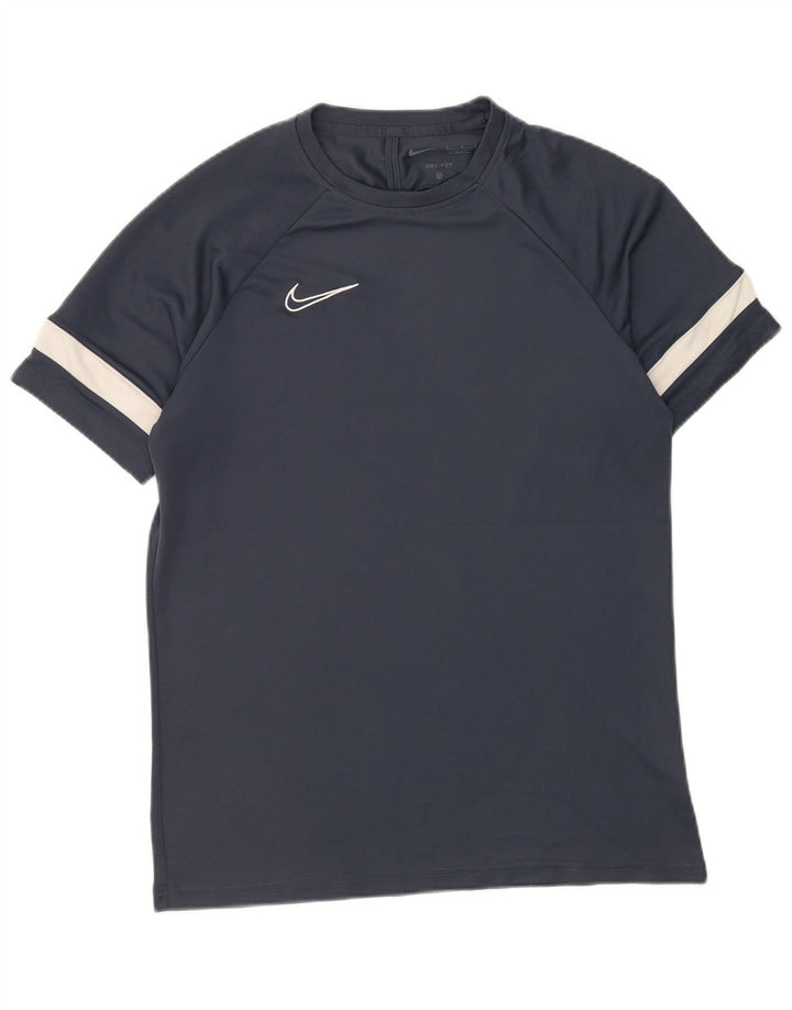 Nike Mens Dri Fit T-Shirt Top Large Navy Blue Colourblock Polyester
