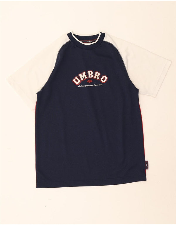 Umbro Boys Graphic T-Shirt Top 12-13 Years XL Navy Blue Colourblock