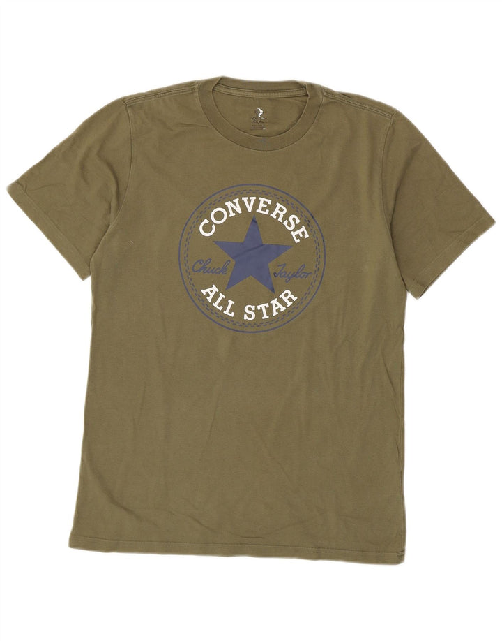 Converse Mens Graphic T-Shirt Top Small Khaki Cotton