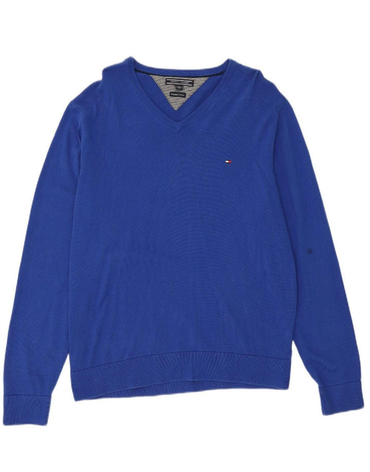 Suéter masculino TOMMY HILFIGER com decote em V 2XL algodão azul