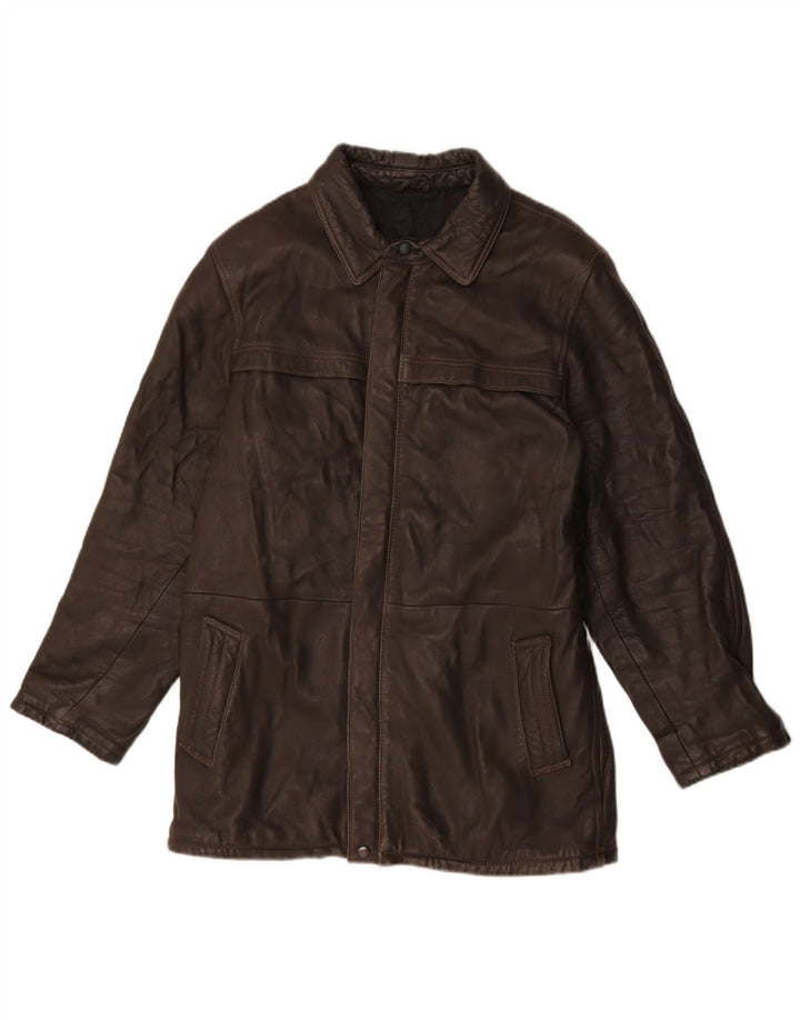 Vintage Mens Leather Jacket IT 48 Medium Brown Leather