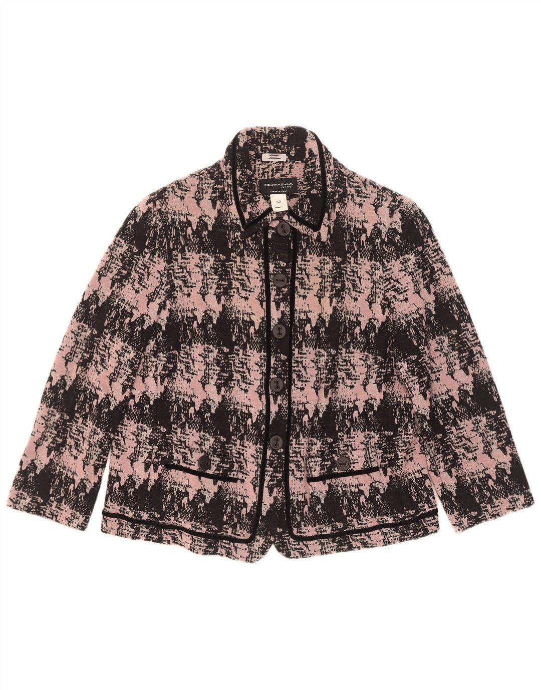 Domina Womens Abstract Pattern 5 Button Blazer Jacket IT 52 2XL Pink Wool