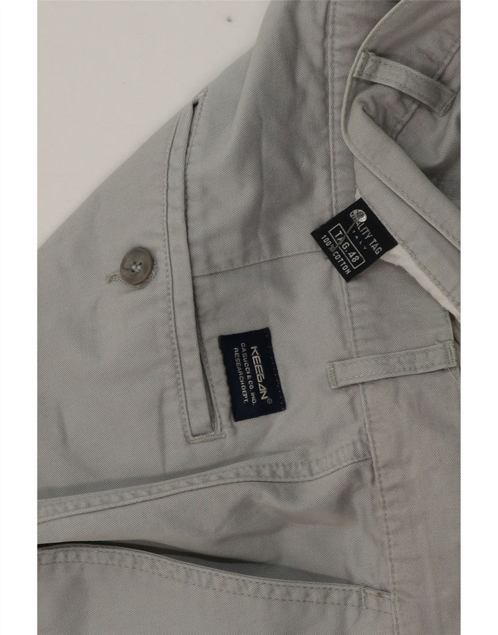 KEEGAN Herren gerade Cargohose IT 48 Medium W32 L30 Grau Baumwolle