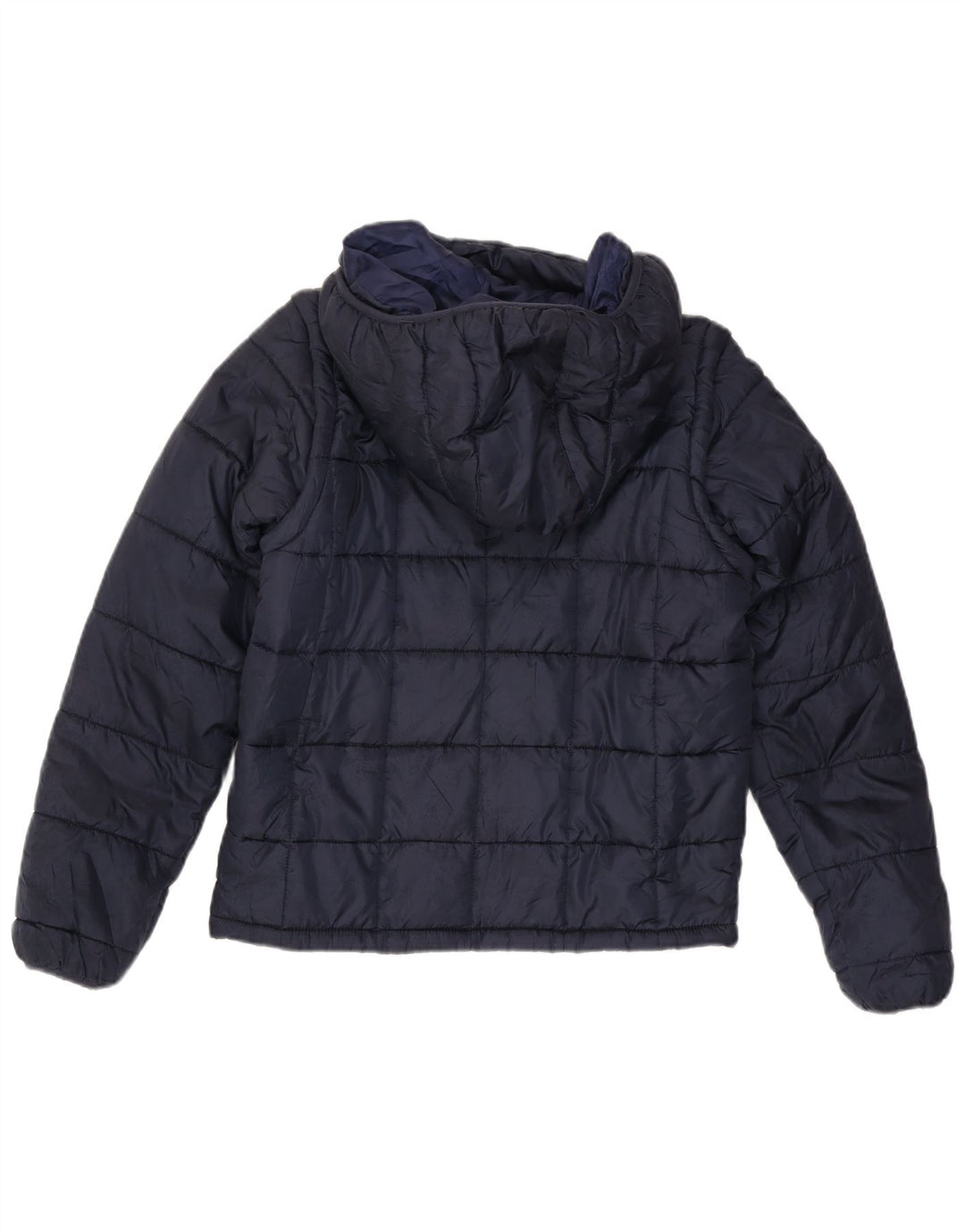 Kappa Mens Graphic Hooded Padded Jacket UK 36 Small Navy Blue Polyester
