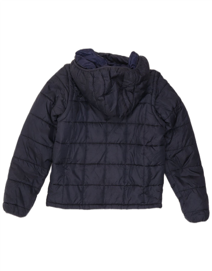 Kappa Mens Graphic Hooded Padded Jacket UK 36 Small Navy Blue Polyester