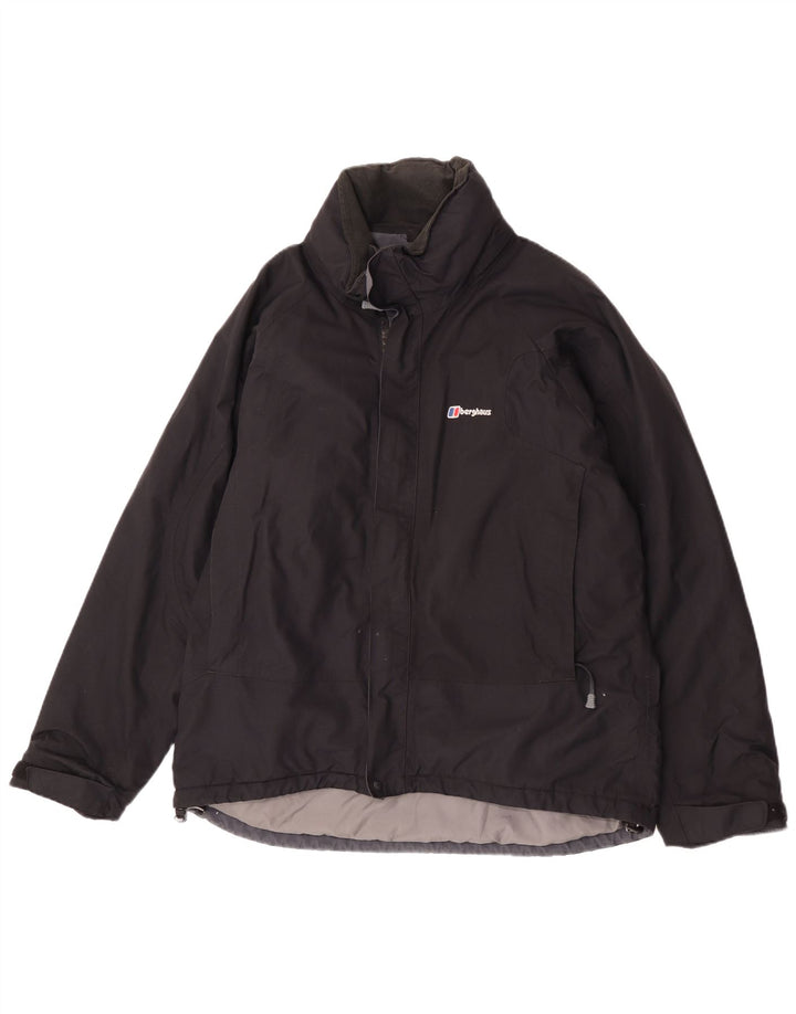 Berghaus Mens Hooded Rain Jacket UK 38 Medium Black Nylon